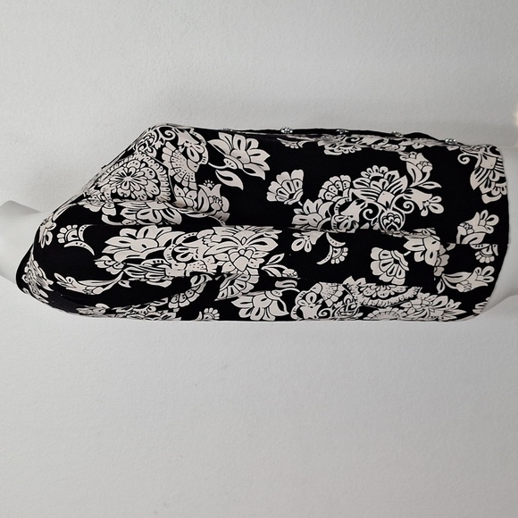 August Silk C'est City Silk Blend Black Cream Preppy Velvet Trim Cardigan Size L - Picture 11 of 14